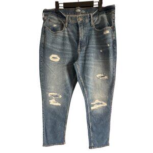 Old Navy Slim Flex Jeans Distressed Blue Denim Cotton Ripped Size 36x30